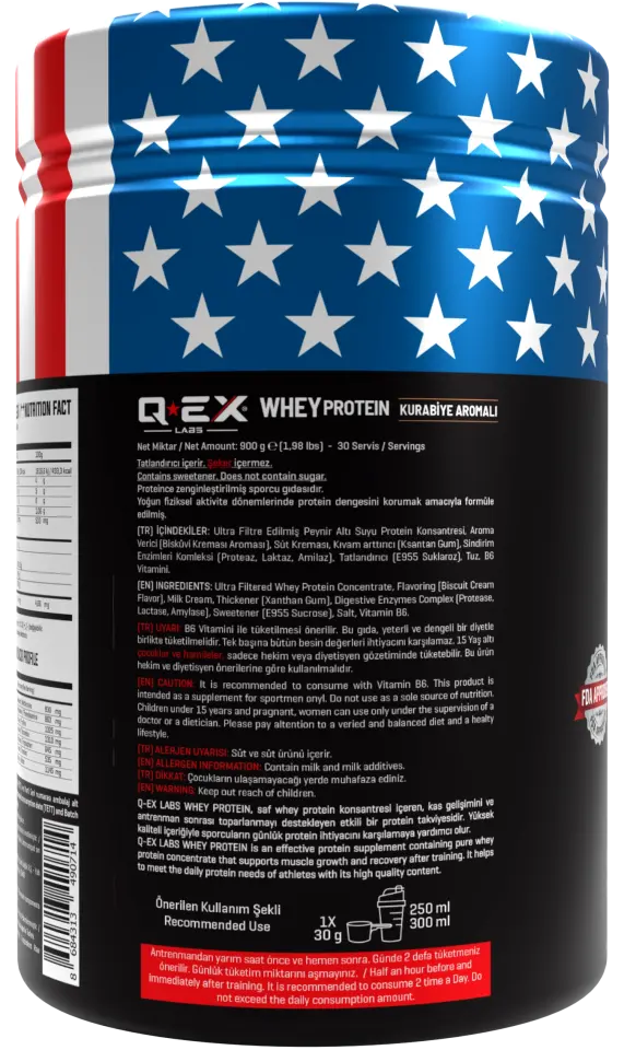 Qex Labs Whey Protein 900 Gr Bisküvi Kreması Aromalı