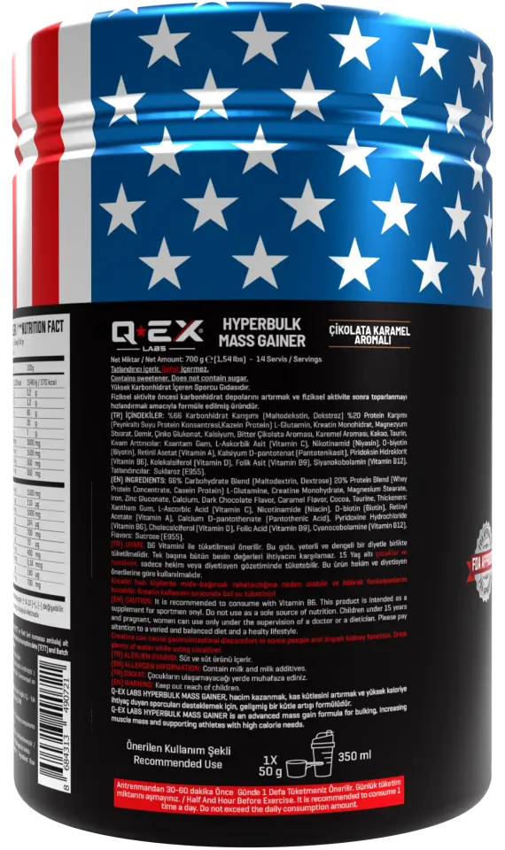 Qex Labs Hyperbulk Mass Gainer 700 Gr Çikolata Karamel Aromalı