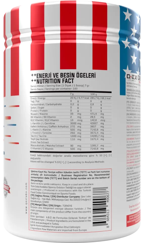 Qex Labs Cardio 700 Gr 100 Servis Kırmızı Meyve Aromalı