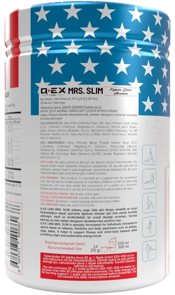 Qex Labs Mrs.Slim Ananas Çilek Aromalı Öğün Tozu 875 gr 35 Servis