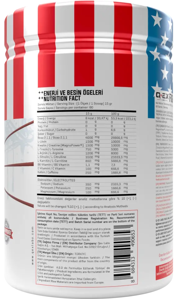 Qex Labs Fight 900 Gr 60 Servis Tropikal Kırmızı Meyve Aromalı