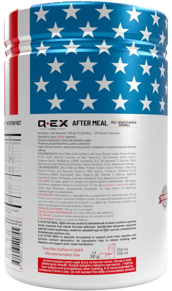 Qex Labs After Meal Muzlu Bisküvi Aromalı Öğün Tozu 750 gr 25 Servis