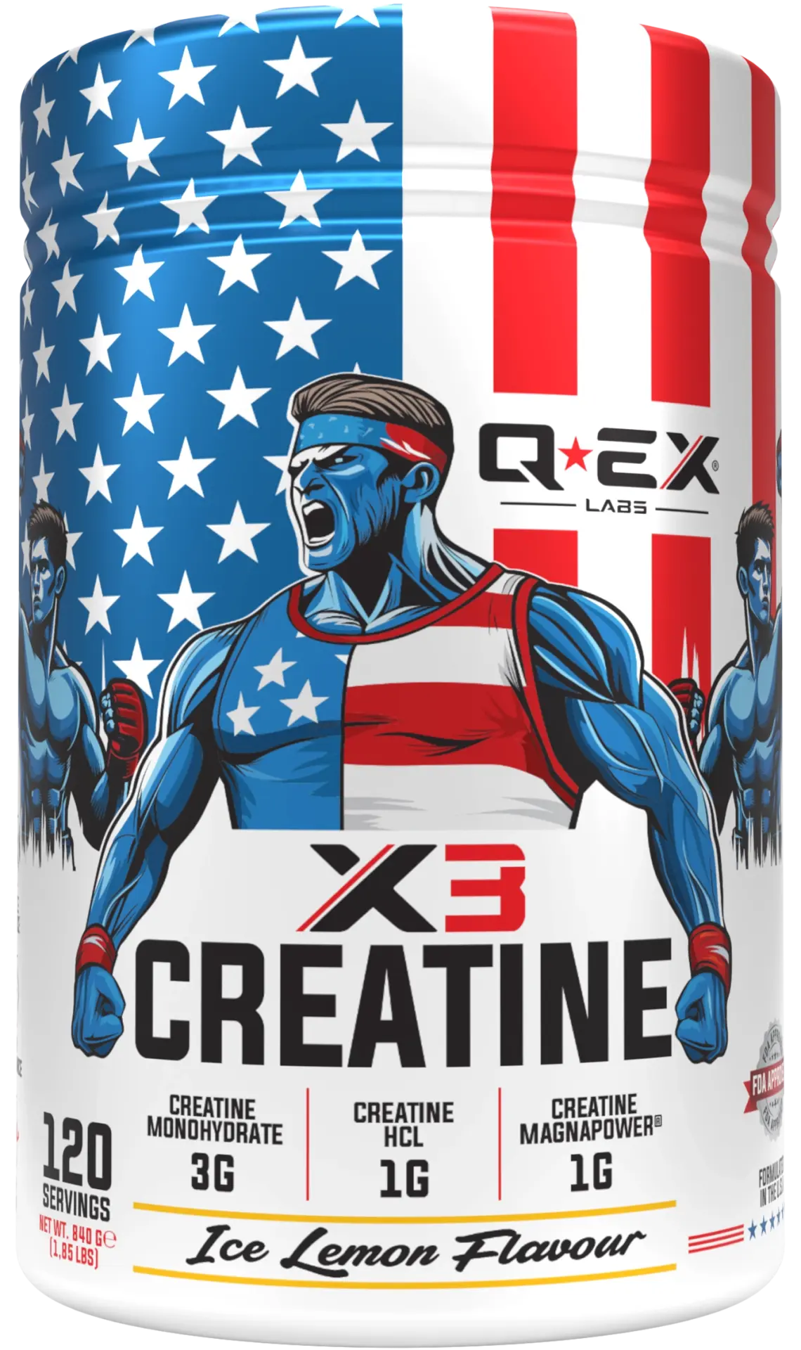 Qex Labs Kreatin X3 840 Gr 120 Servis Limon Aromalı