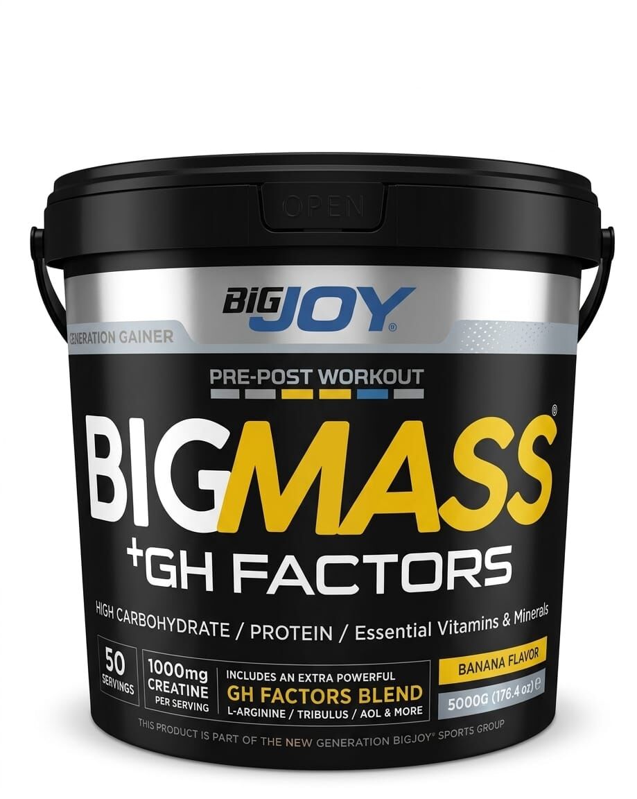 MASS GAİNER Muz Aromalı 5 kg BigMass Gh Factors Karbonhidrat & Protein 50 Servis