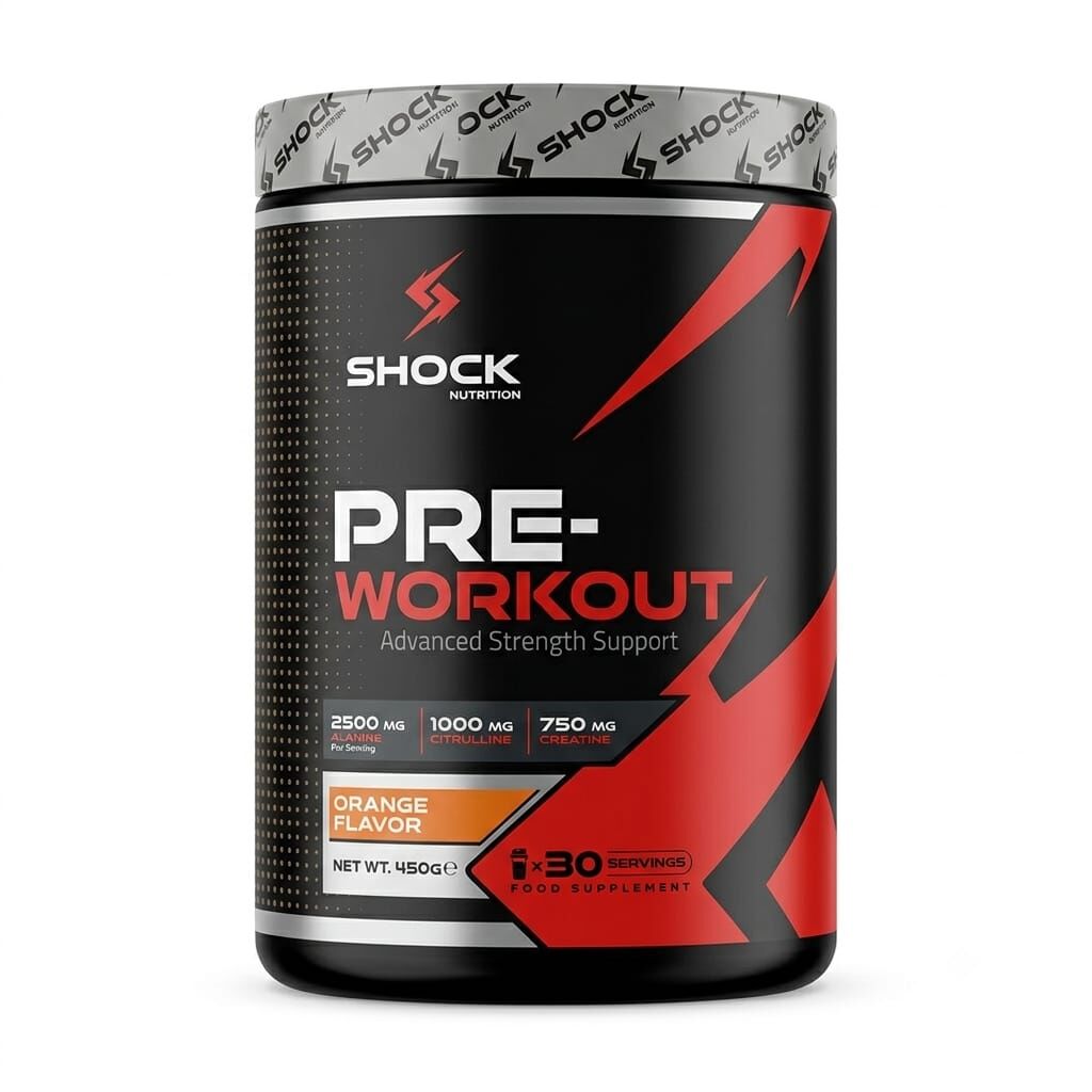 Shock Nutrition Pre Workout Portakal Aromalı 450 Gr 30 Servis