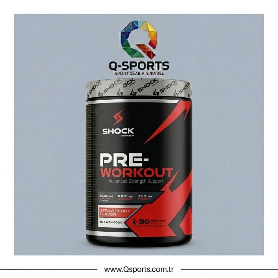 Shock Nutrition Pre Workout Çilek Aromalı 450 Gr 30 Servis