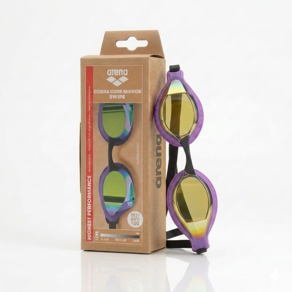 Arena Cobra Core Swipe Mirror Unisex Yüzücü Gözlüğü Siyah/Mor