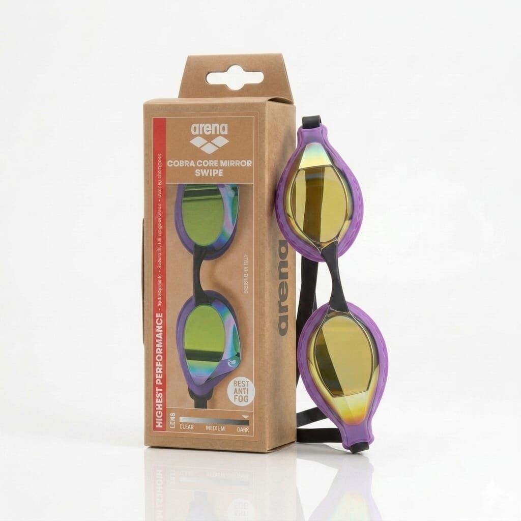 Arena Cobra Core Swipe Mirror Unisex Yüzücü Gözlüğü Siyah/Mor