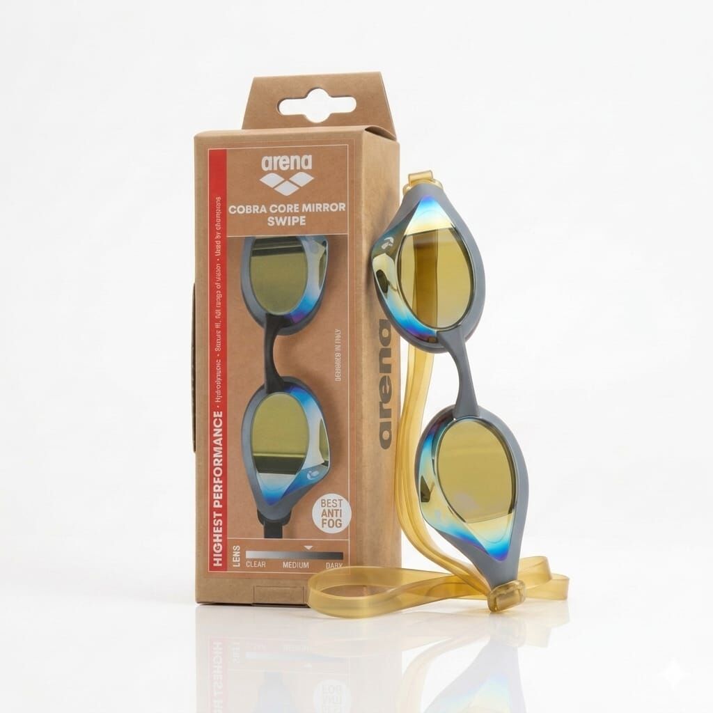 Arena Cobra Core Swipe Mirror Unisex Yüzücü Gözlüğü Siyah/Gri