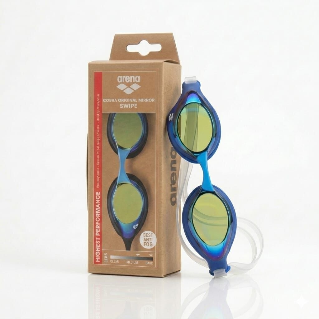 Arena Cobra Original Swipe Mirror Si̇yah/Mavi Unisex Yüzücü Gözlüğü
