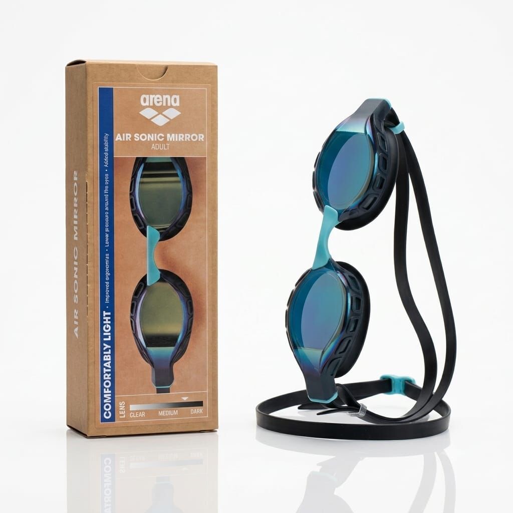 Arena Air Sonic Mirror Unisex Yüzücü Gözlüğü Mavi/Siyah