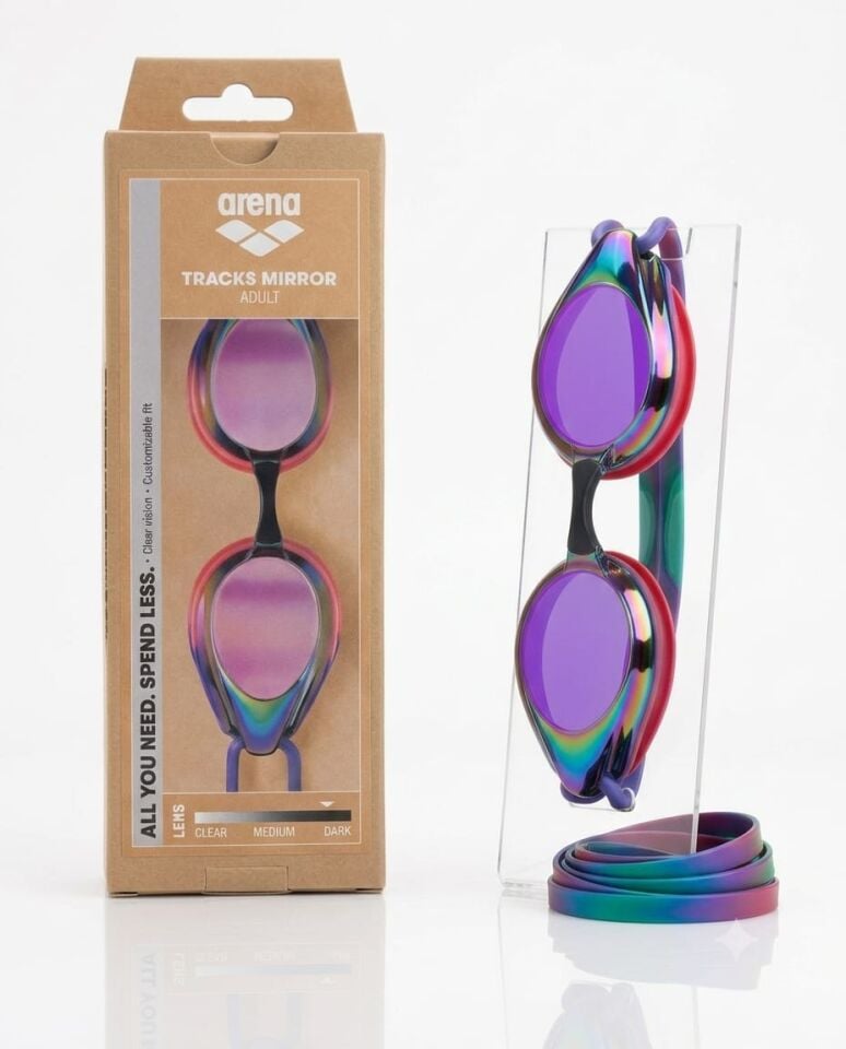 Arena Tracks Mirror Unisex Yüzücü Yarış Gözlüğü Pembe/Mor