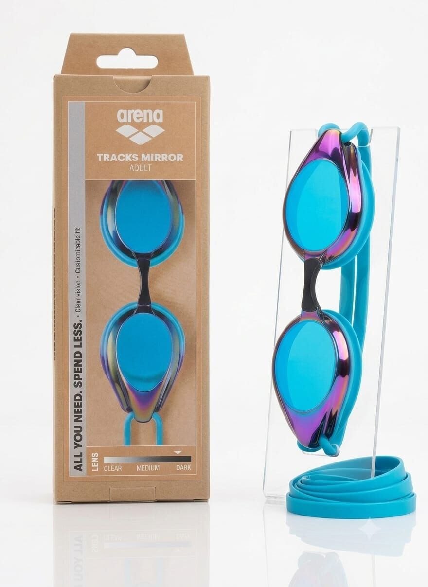 Arena Tracks Mirror Unisex Yüzücü Yarış Gözlüğü Mor/Mavi