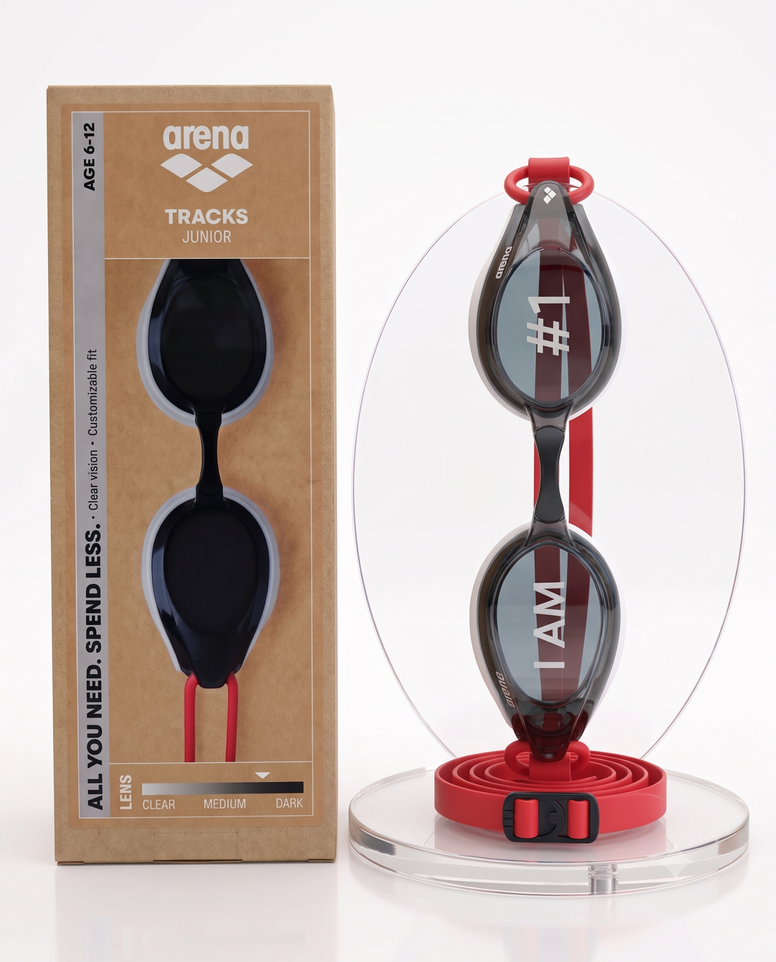 Arena Tracks Jr Unisex Çocuk Yüzücü Gözlüğü Kırmızı
