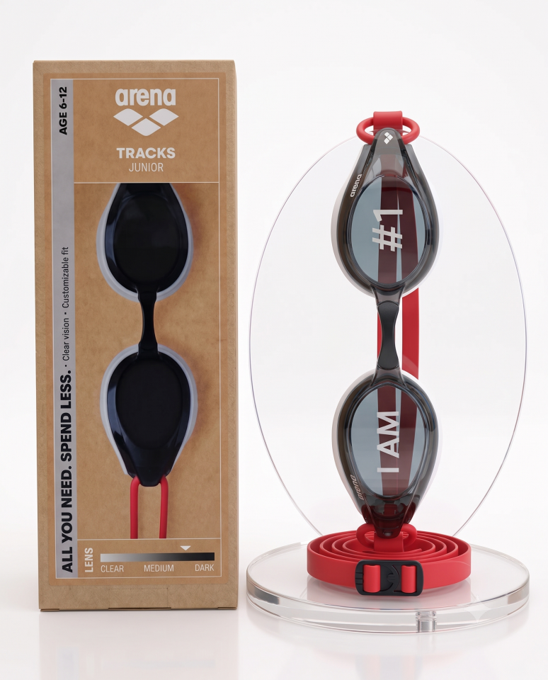 Arena Tracks Jr Unisex Çocuk Yüzücü Gözlüğü Kırmızı