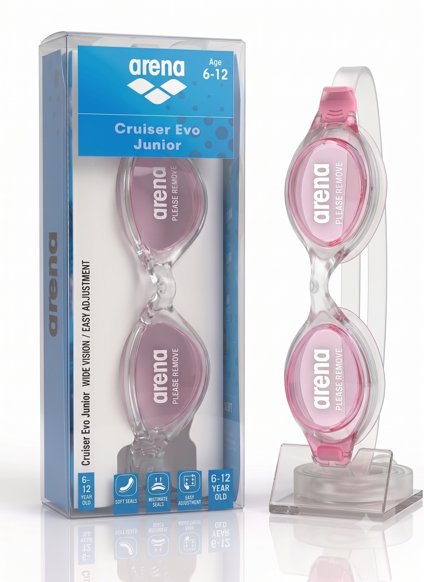 Arena Cruiser Evo Junior Unisex Çocuk Yüzücü Gözlüğü Pembe