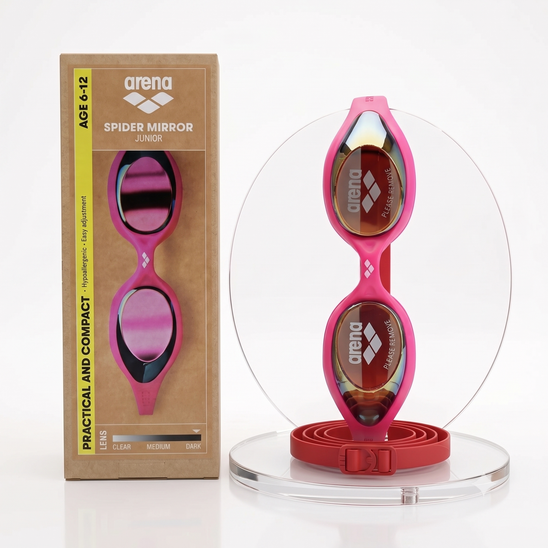 Arena Spider Jr Mirror Unisex Çocuk Yüzücü Gözlüğü Pembe