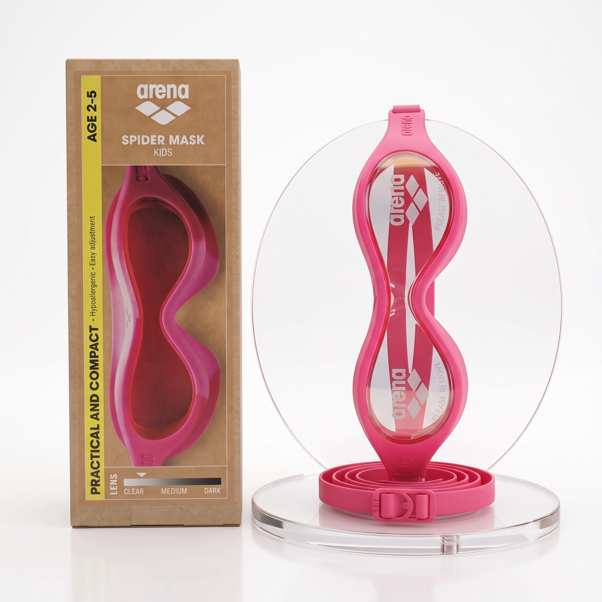 Arena Spider Mask Unisex Çocuk Yüzücü Gözlüğü Pembe