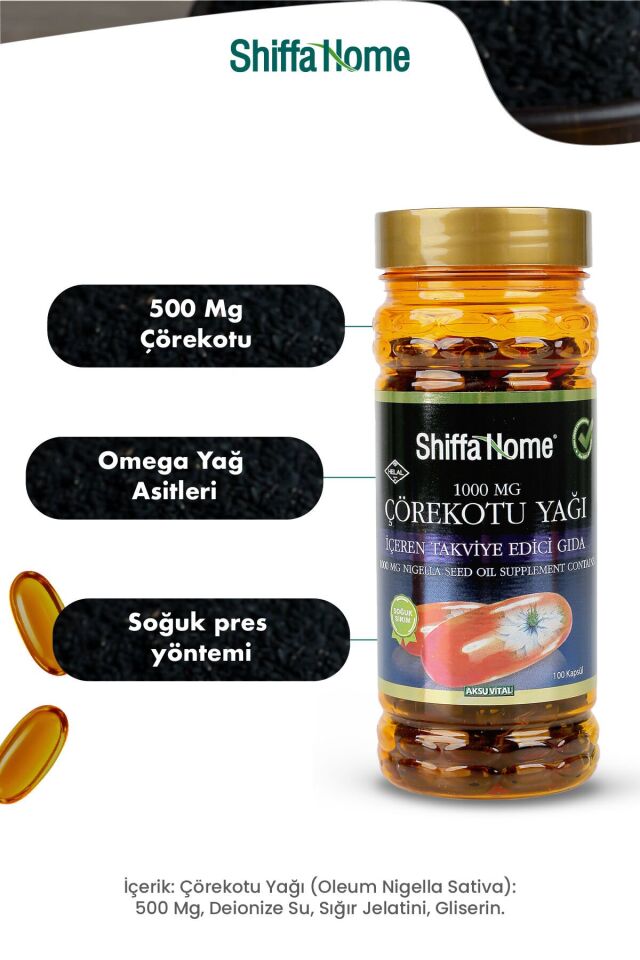 AksuVital Shiffa Home Çörekotu Yağı 1000mg 100 Softjel