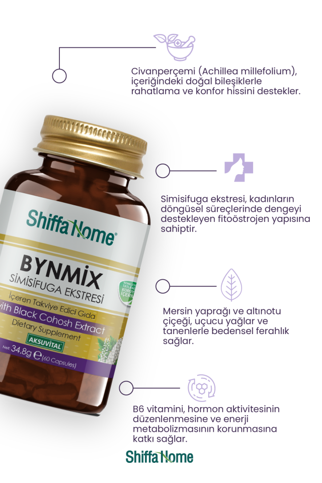 AksuVital Shiffa Home Bynmix Simisifuga Ekstresi 580mg 60 Kapsül