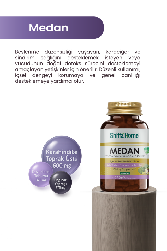 AksuVital Shiffa Home Medan Deve Dikeni Karahindiba Enginar 620mg 60 Kapsül