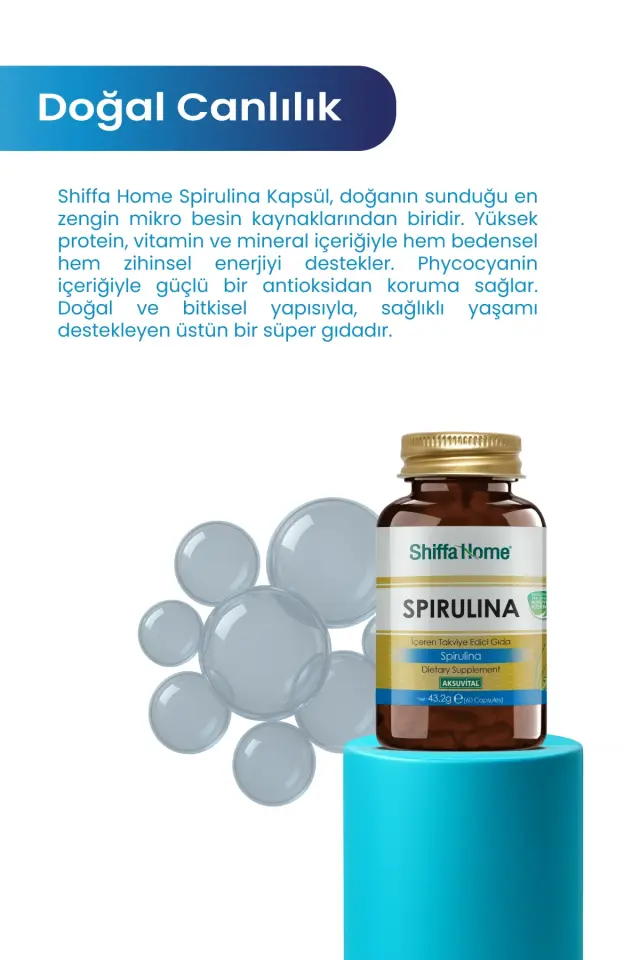 AksuVital Shiffa Home Spirulina Deniz Yosunu 720mg 60 Kapsül