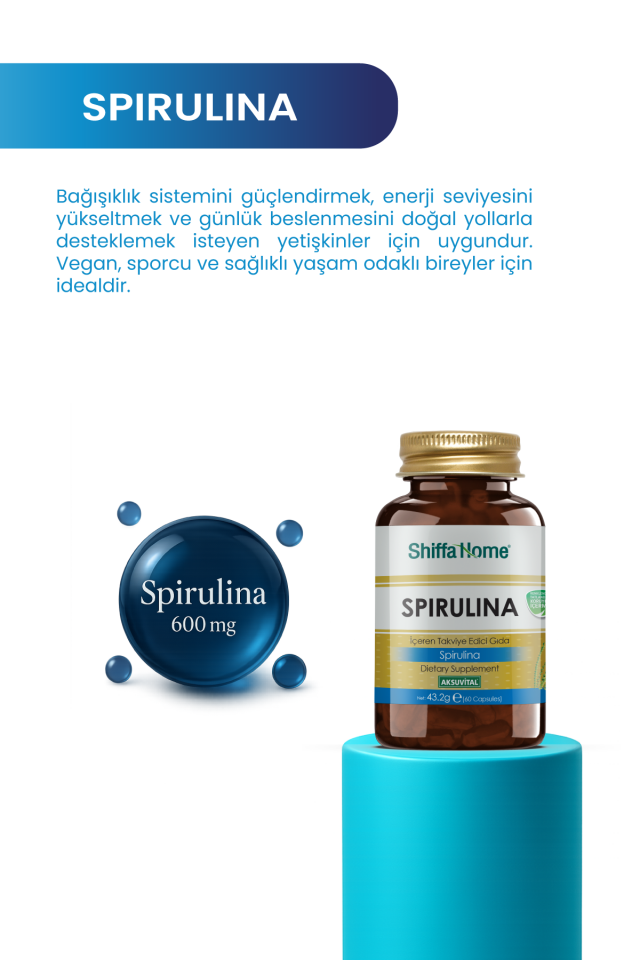 AksuVital Shiffa Home Spirulina Deniz Yosunu 720mg 60 Kapsül