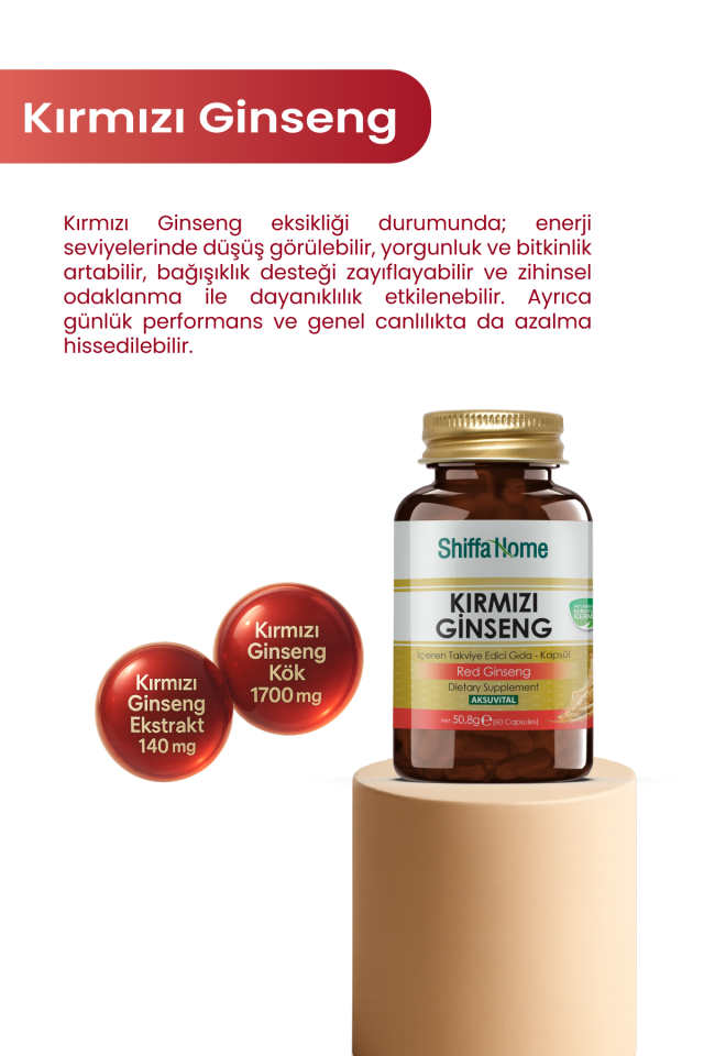 AksuVital Shiffa Home Kırmızı Ginseng 850mg 60 Kapsül