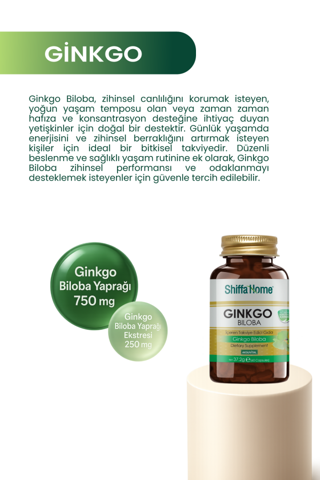 AksuVital Shiffa Home Ginkgo Biloba 620mg 60 Kapsül