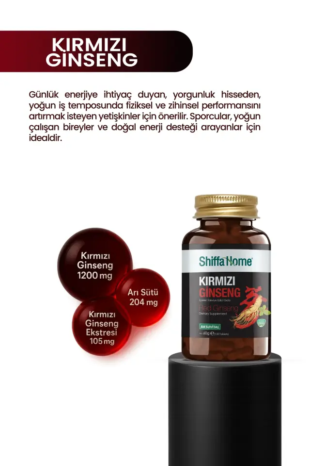 AksuVital Shiffa Home Kırmızı Ginseng 500mg 120 Tablet