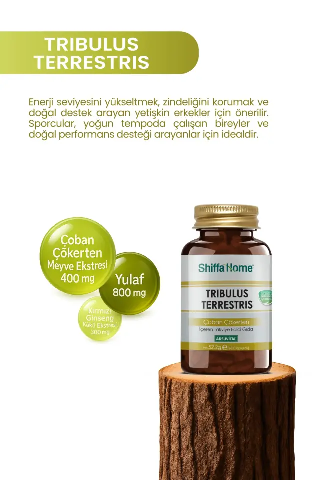 AksuVital Shiffa Home Tribulus Terrestris Çoban Çökerten 870mg 60 Kapsül