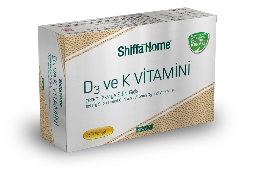 AksuVital Shiffa Home D3 ve K2 Vitamini 1300mg 30 Softjel