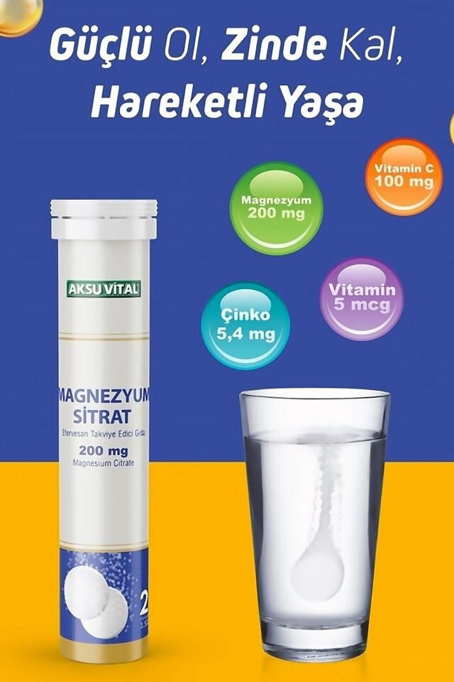 AksuVital Magnezyum Sitrat Efervesan 3500mg 20 Tablet