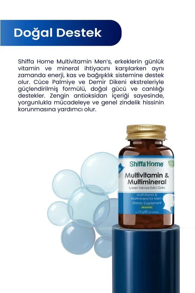 AksuVital Shiffa Home  Erkek Multivitamin ve Multimineral 1260mg 60 Tablet